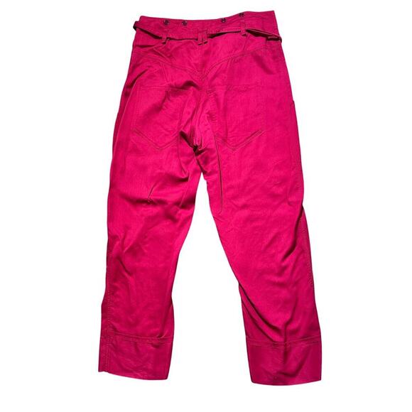 Isabel Marant Red Belted Paperbag Waist Straight Leg Trouser Pants Size 36 - Picture 6 of 11